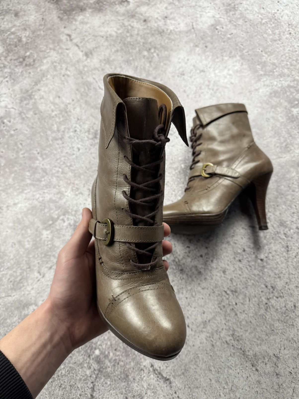 If Six Was Nine Vintage AS 98 Heel Rick Owens Style Leather Heels Boots Y2K Size US 7 / IT 37 - 9 Thumbnail