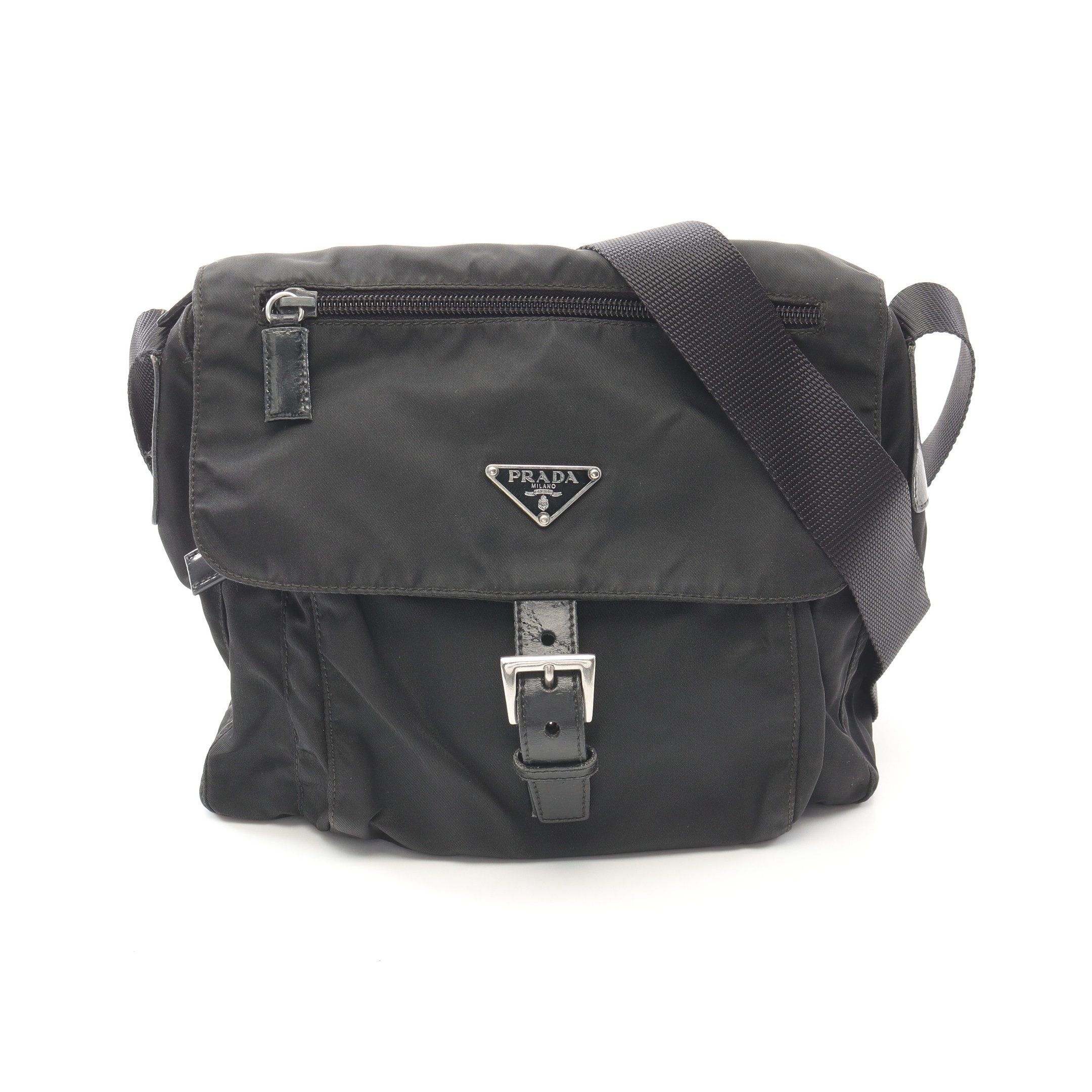Prada Vela Sport Shoulder Bag Nylon Leather Black, Women's