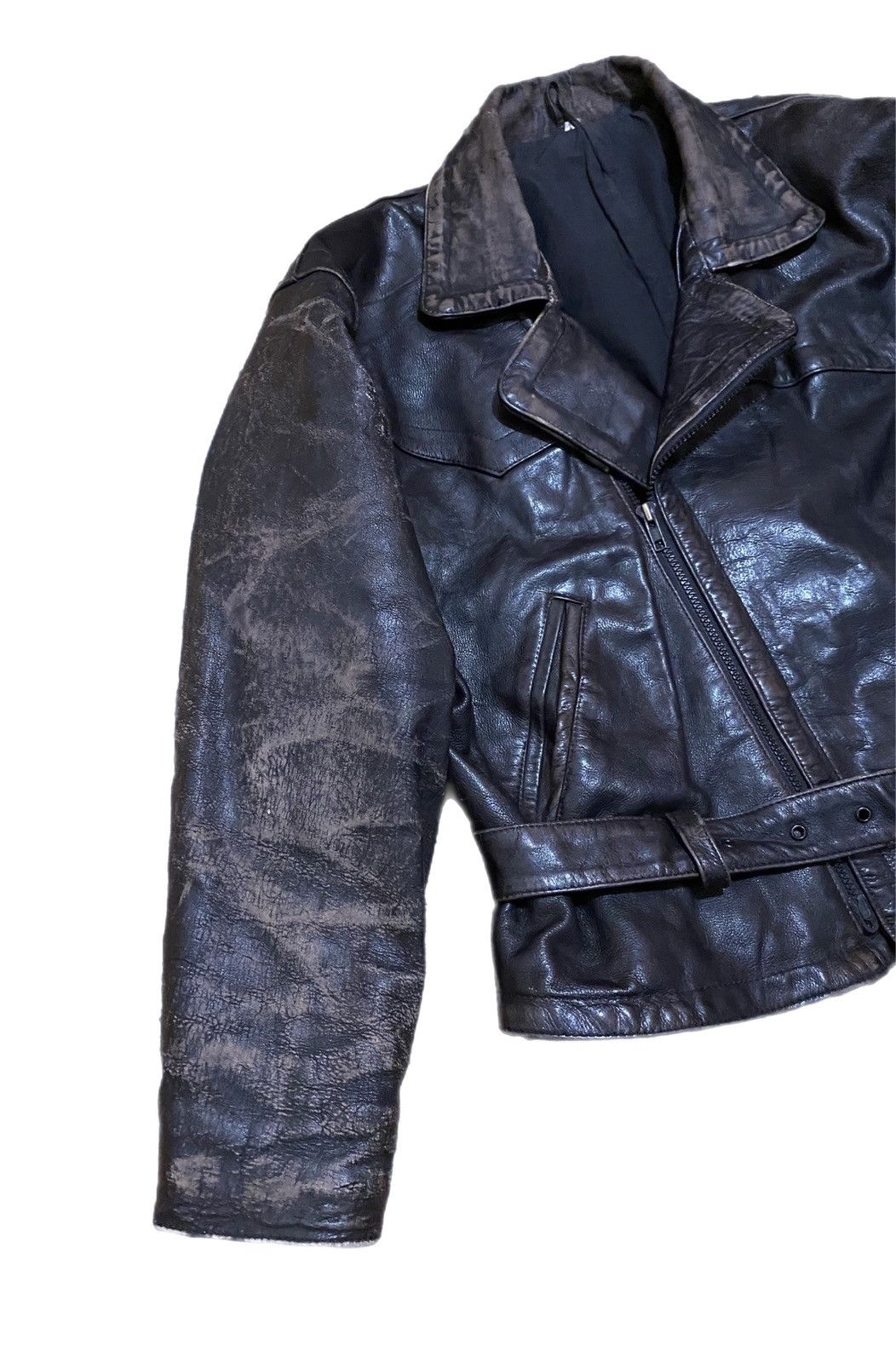 Vintage Retro style 50s Motorcycle Distressed Leather Biker Jacket Size US XL / EU 56 / 4 - 2 Thumbnail