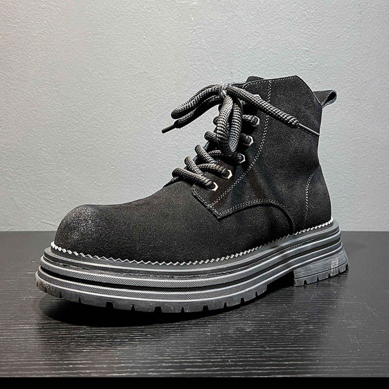 Vintage Stylish Black Suede Chunky Ankle Boots Size US 10 / EU 43 - 1 Thumbnail