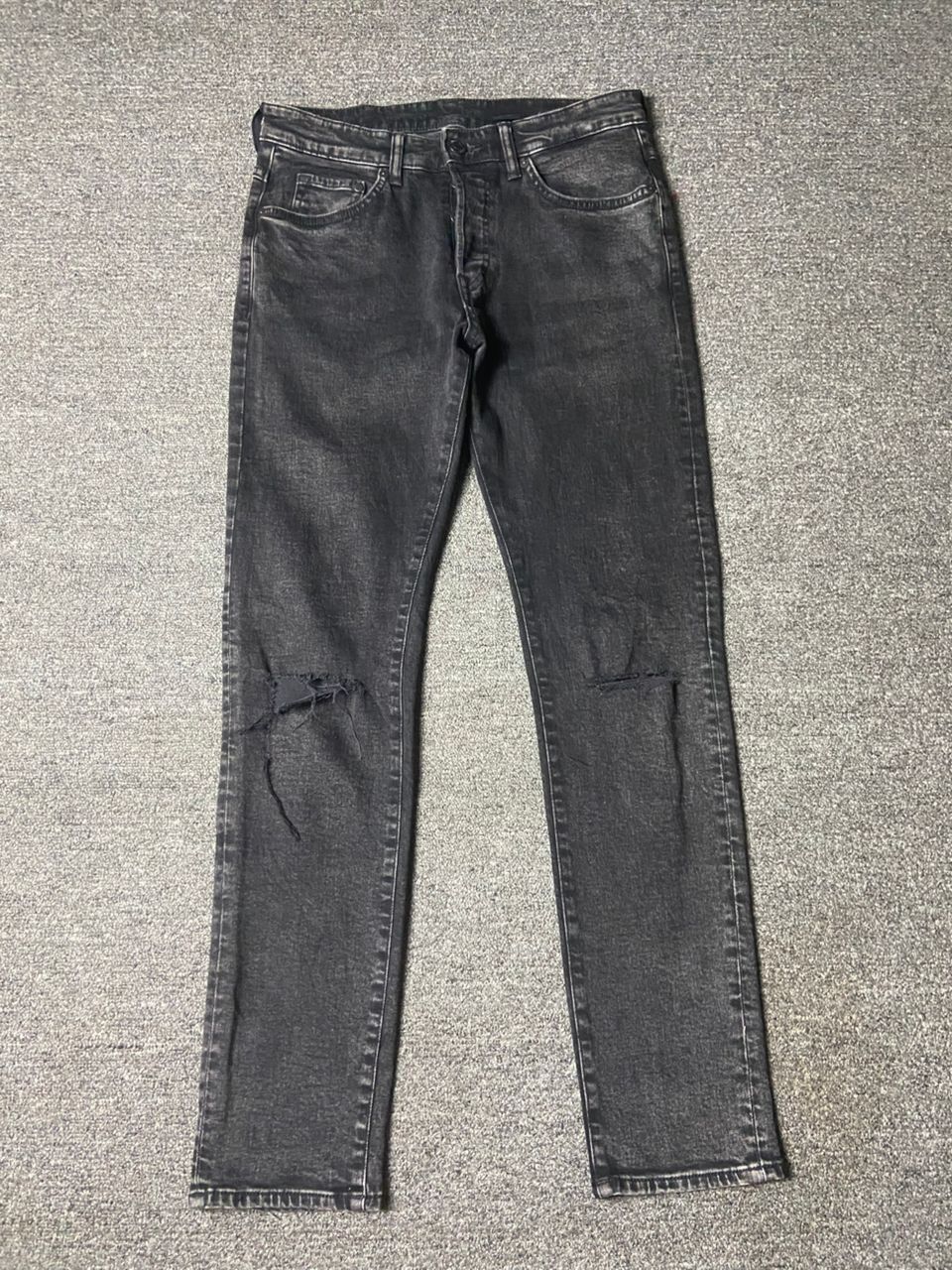 Japanese Brand &Denim Acid Black Distressed Skinny Jeans (165) Size US 30 / EU 46 - 1 Thumbnail