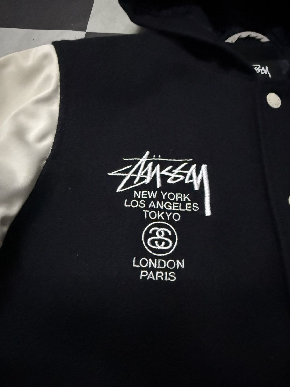 Stussy Vintage Stussy International Sign Hooded Wool Varsity Jacket Size US S / EU 44-46 / 1 - 10 Thumbnail
