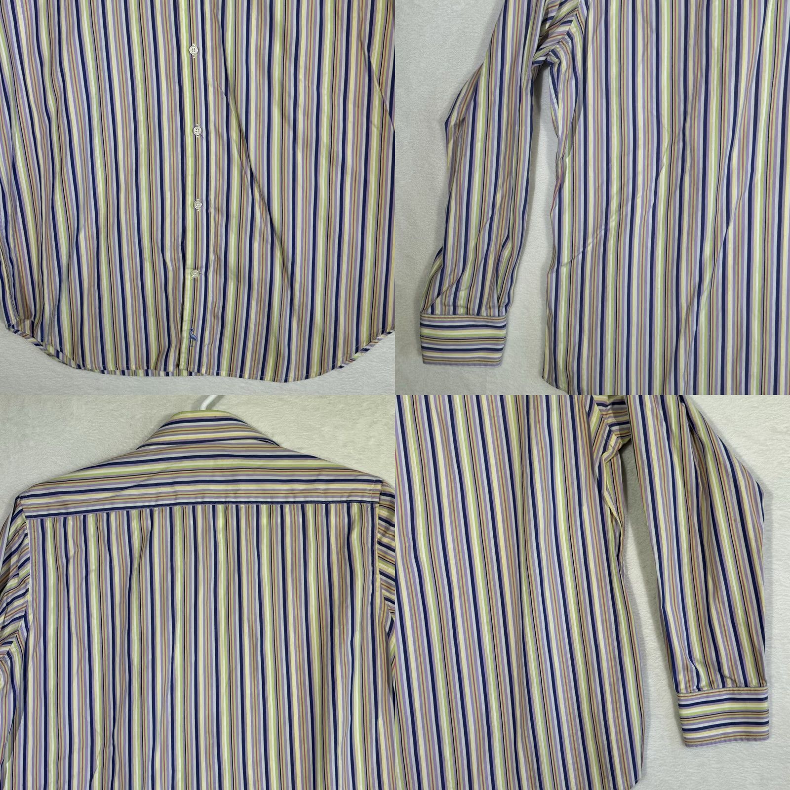 Tailorbyrd TAILORBYRD Multicolor Striped Cotton Shirt Men’s Large Button-Up, Pockets, 31" Length, 46" Chest, Long Sleeve, Regular Fit Size US L / EU 52-54 / 3 - 8 Thumbnail