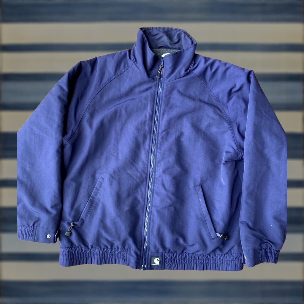 Carhartt VINTAGE Carhartt Full Zip Fleece Lined Coat Jacket Mens XL Navy Blue 90s Bomber Jacket Size US XL / EU 56 / 4 - 1 Thumbnail