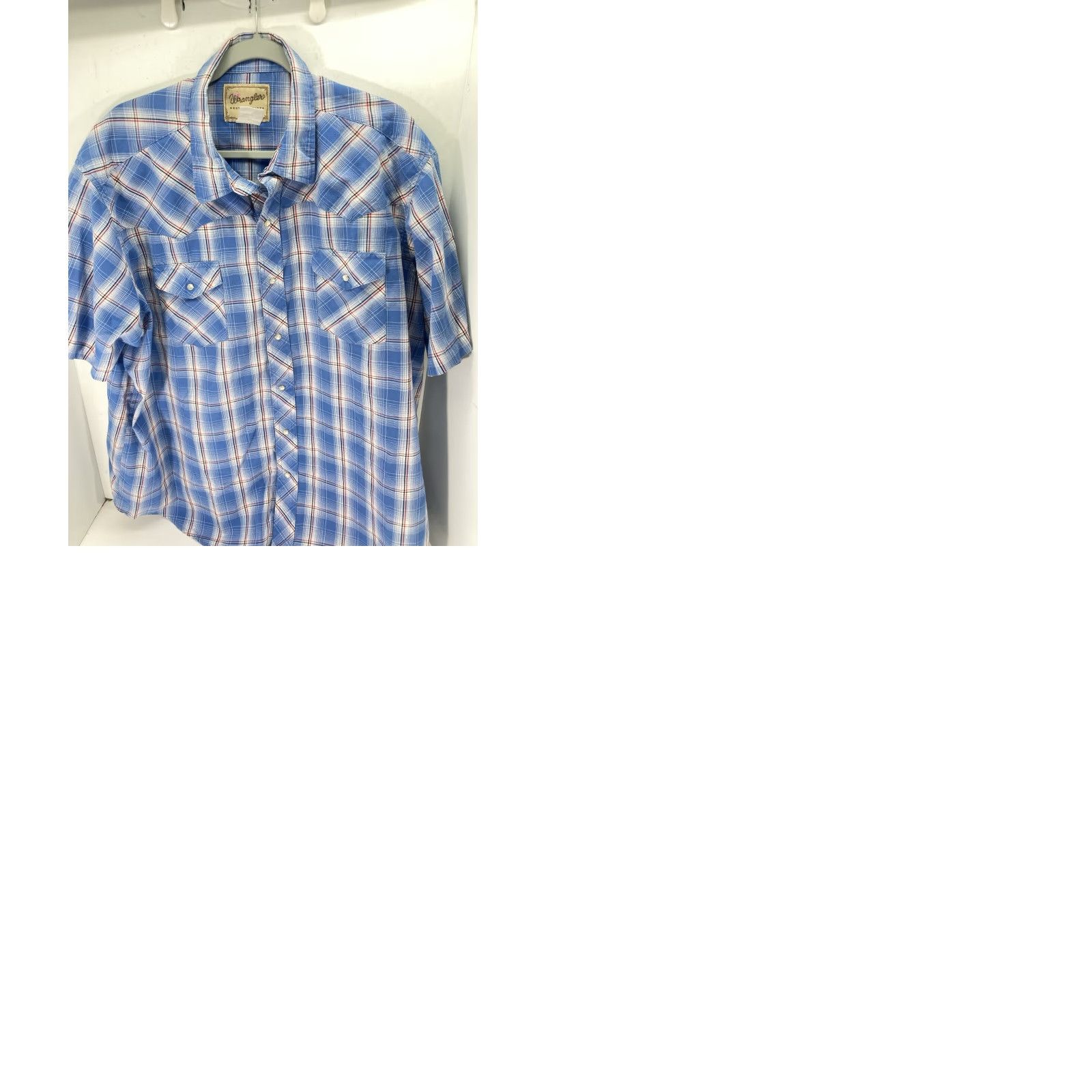 Wrangler VINTAGE Wrangler Pearl Snap Western Shirt Men 2XL Blue Short Sleeve Plaid Metallic Thread Pearl Snap Shirt Mens Western 2XL Blue Sleeve Short Size US XXL / EU 58 / 5 - 9 Thumbnail