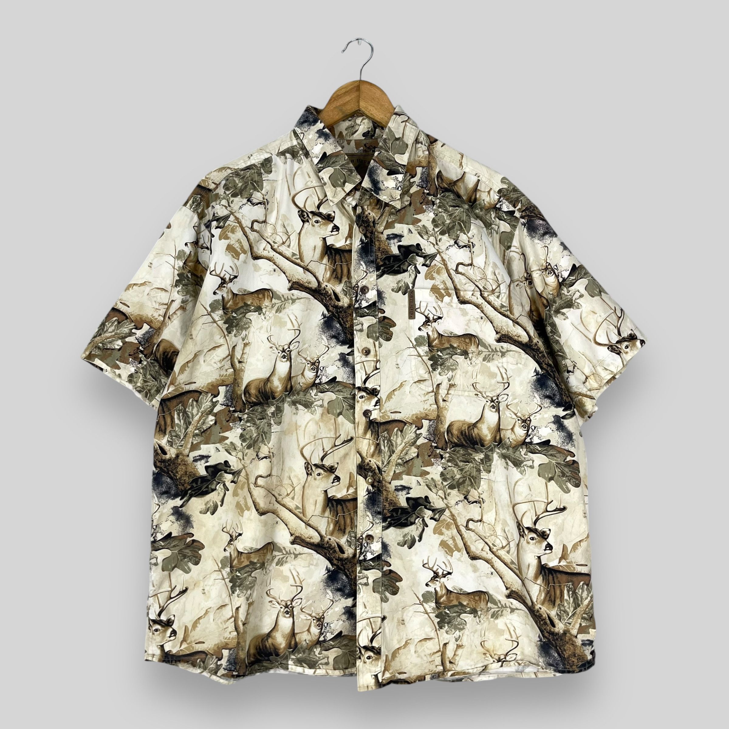 Habitat Vintage 90s Antelope Forest Wildlife Printed Overprint Shirt Size US XL / EU 56 / 4 - 1 Thumbnail