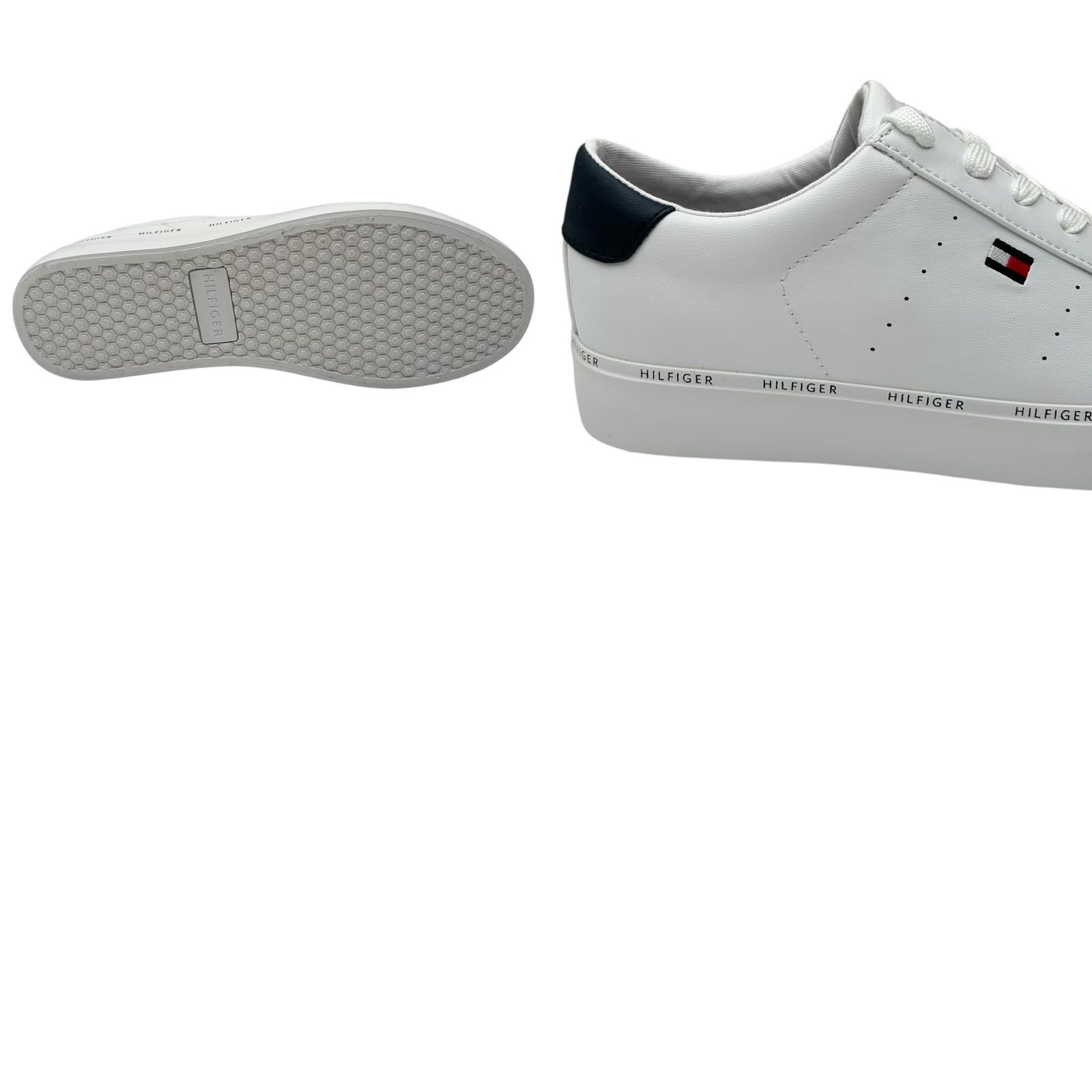Tommy Hilfiger Tommy Hilfiger Women's Henissly Sneaker Size 7.5 White Lace Up Casual & Stylish Shoes Size US 8 / IT 38 - 9 Thumbnail