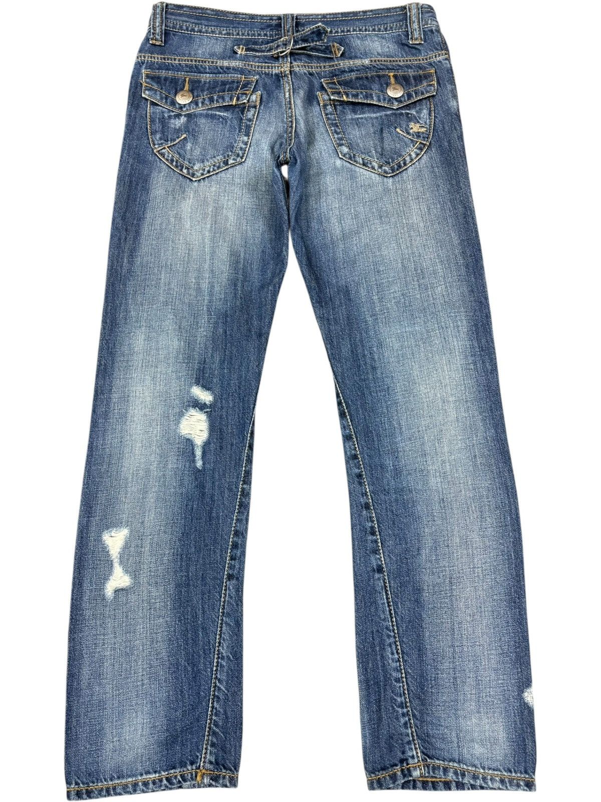Burberry Vintage Burberry Blue Label Buckle Back Distressed Jeans Size 31" - 2 Thumbnail