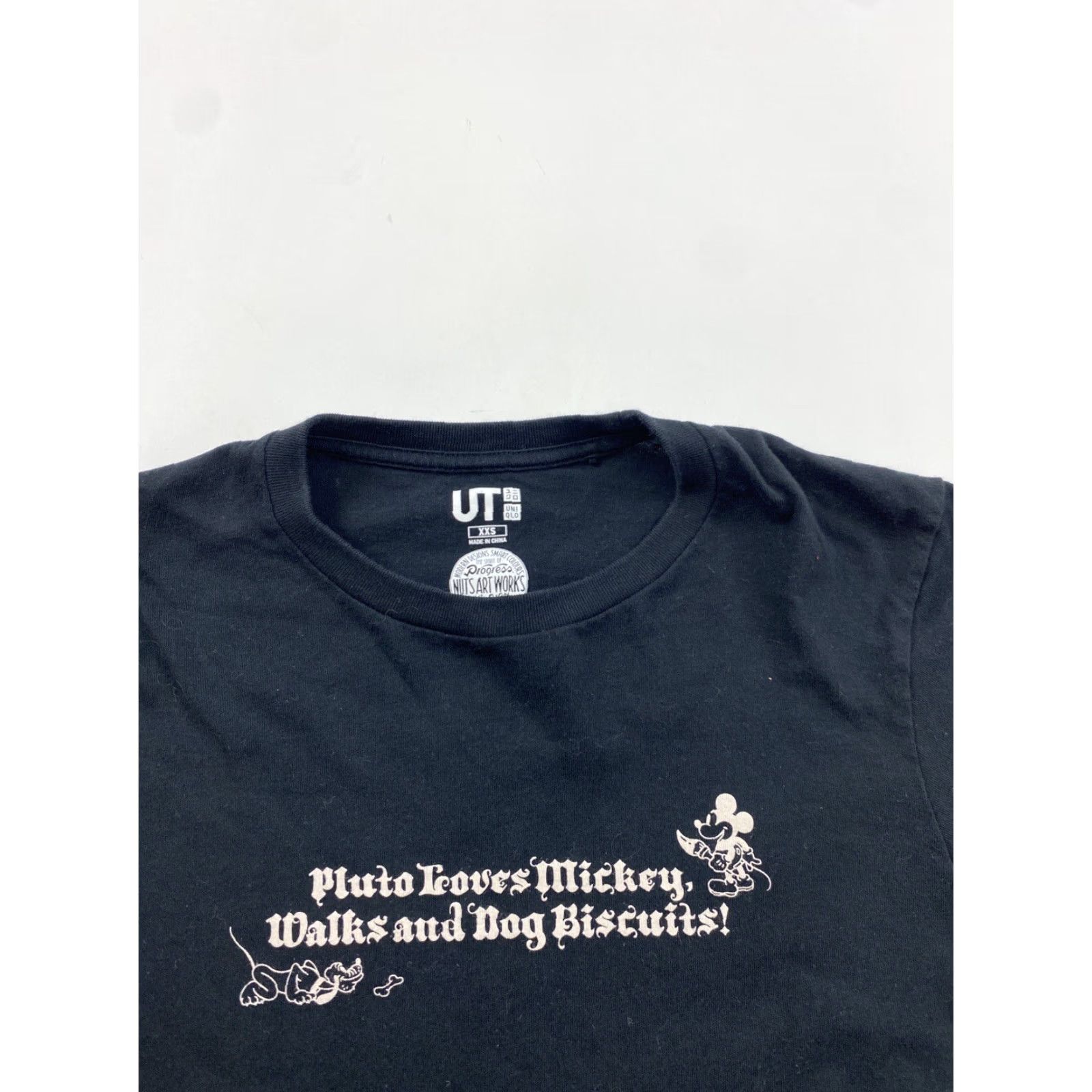 Uniqlo Uniqlo Disney Shirt Womens 2XS Black Mickey Mouse Pluto Cartoon Size XXS / US 00 / IT 34 - 2 Thumbnail