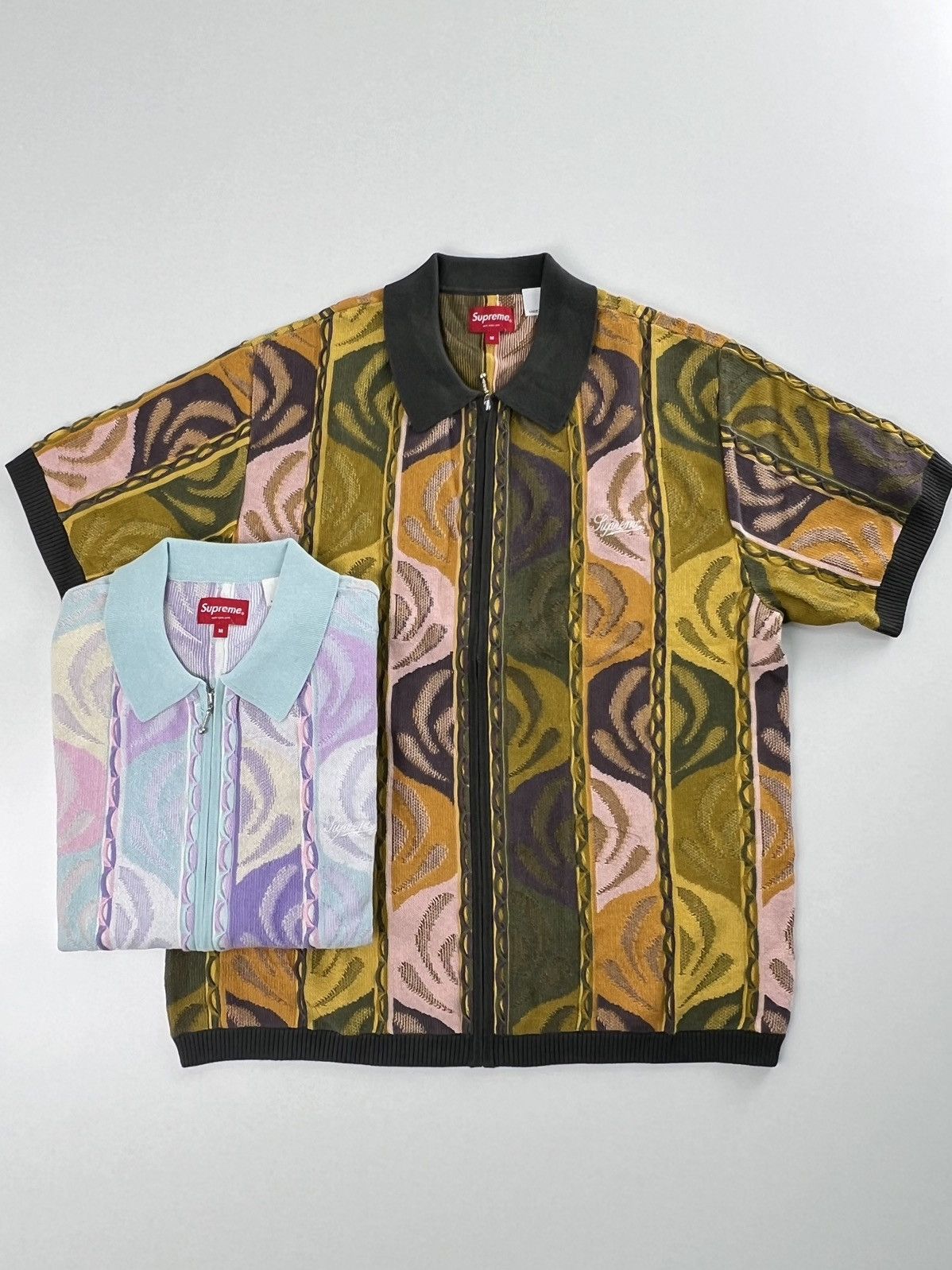 Supreme Abstract textured zip up polo | Grailed