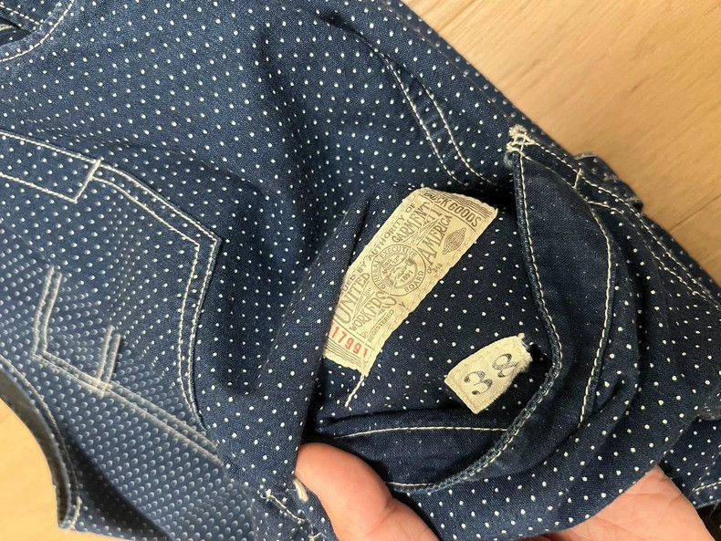 Freewheelers Freewheelers Freewheelers Wave-point vest dyed blue and dis Size US M / EU 48-50 / 2 - 3 Thumbnail