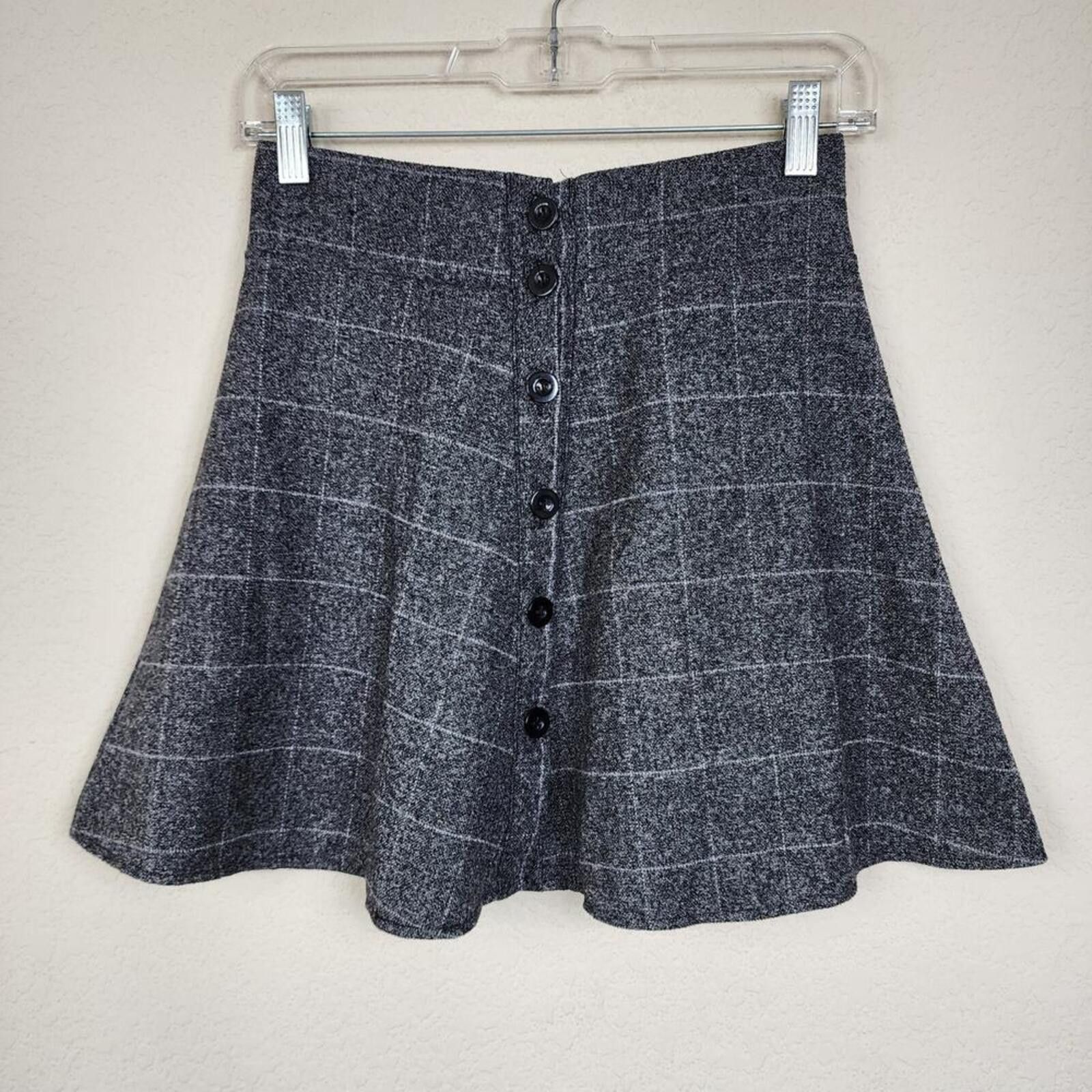 Other Dark Grey Gray Plaid Mini Skirt Size 32" / US 10 / IT 46 - 1 Thumbnail