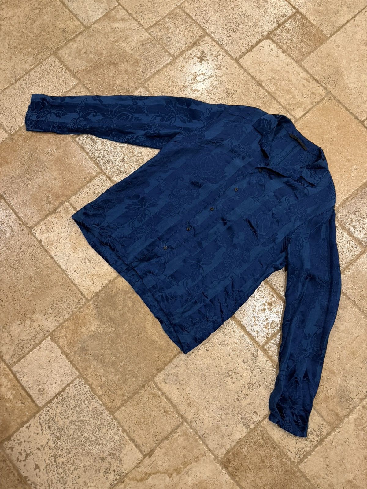 Haider Ackermann Haider Ackermann Floral Brocade Viscoe Blend Blue Shirt Size US S / EU 44-46 / 1 - 5 Thumbnail