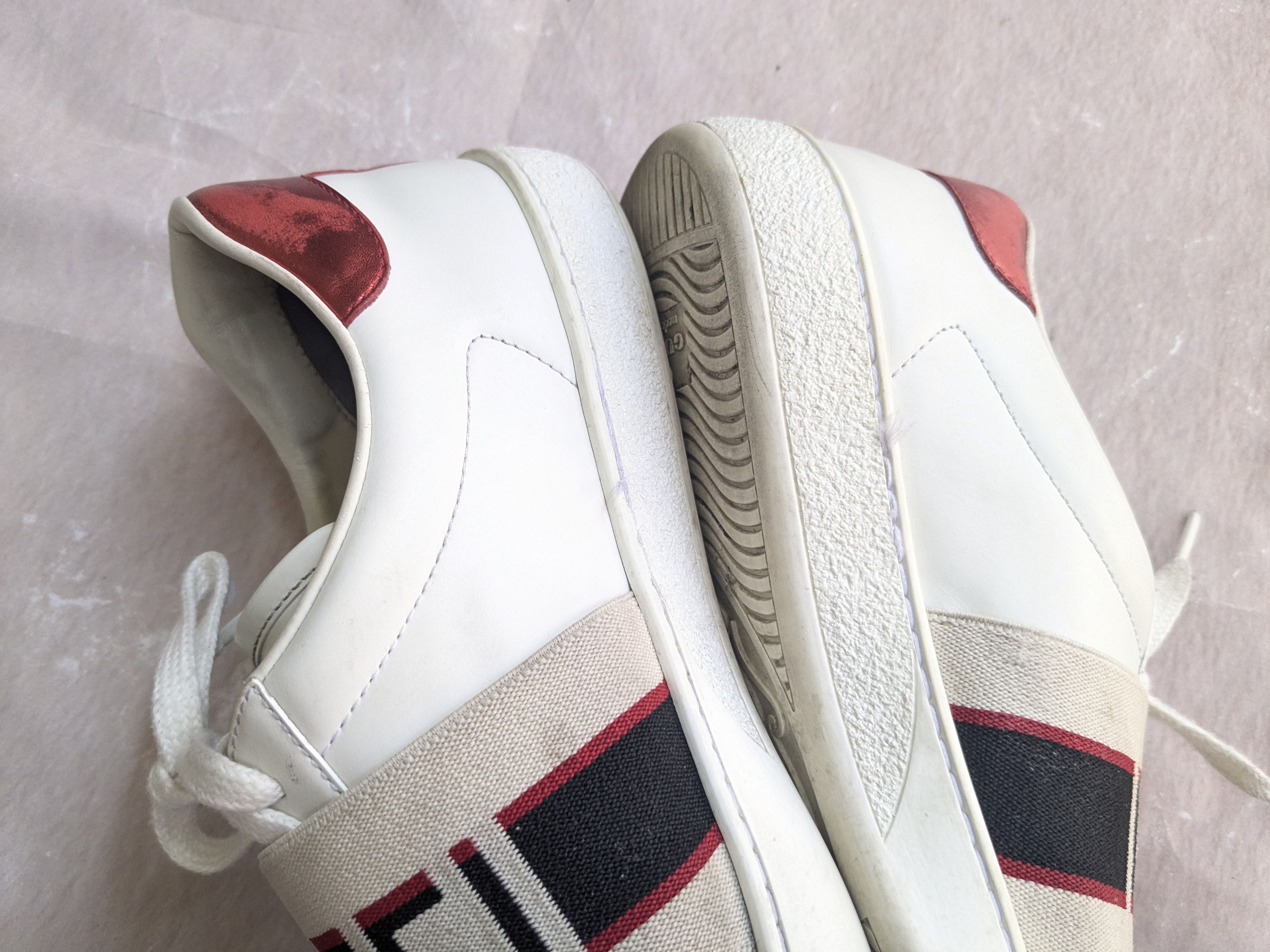 Gucci Gucci Ace Stripe Sneakers 8.5 White Leather Low Logo Size US 8.5 / EU 41-42 - 9 Thumbnail