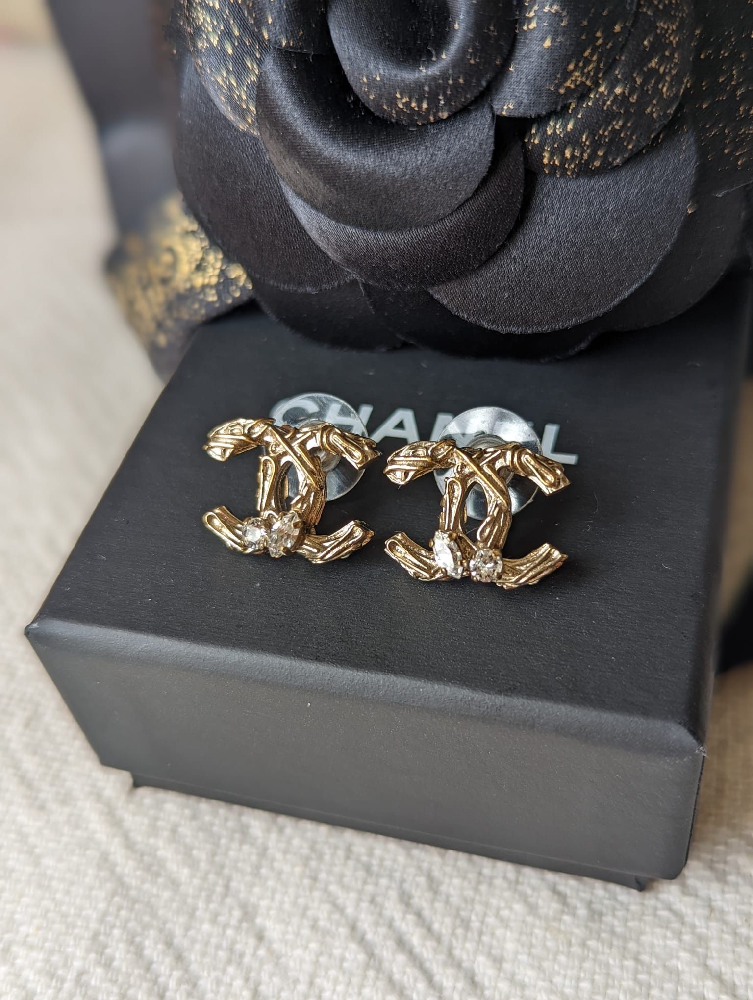 Chanel Chanel CC B14K Logo earrings GHW crystal earring receipt box Size ONE SIZE - 11 Thumbnail