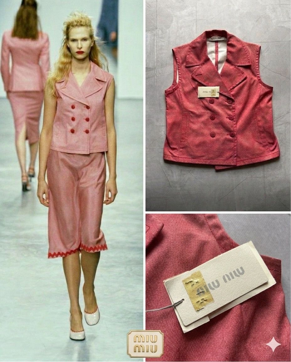 Miu Miu Archive SS1998 Miu Miu Runway vintage Double-Breasted Vest Size L / US 10 / IT 46 - 1 Thumbnail