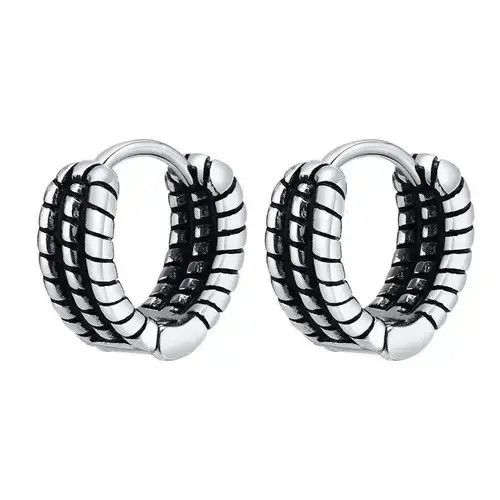 Sterling Silver Retro Chain Hoop Huggie Earring (1pairs） Size ONE SIZE - 4 Thumbnail