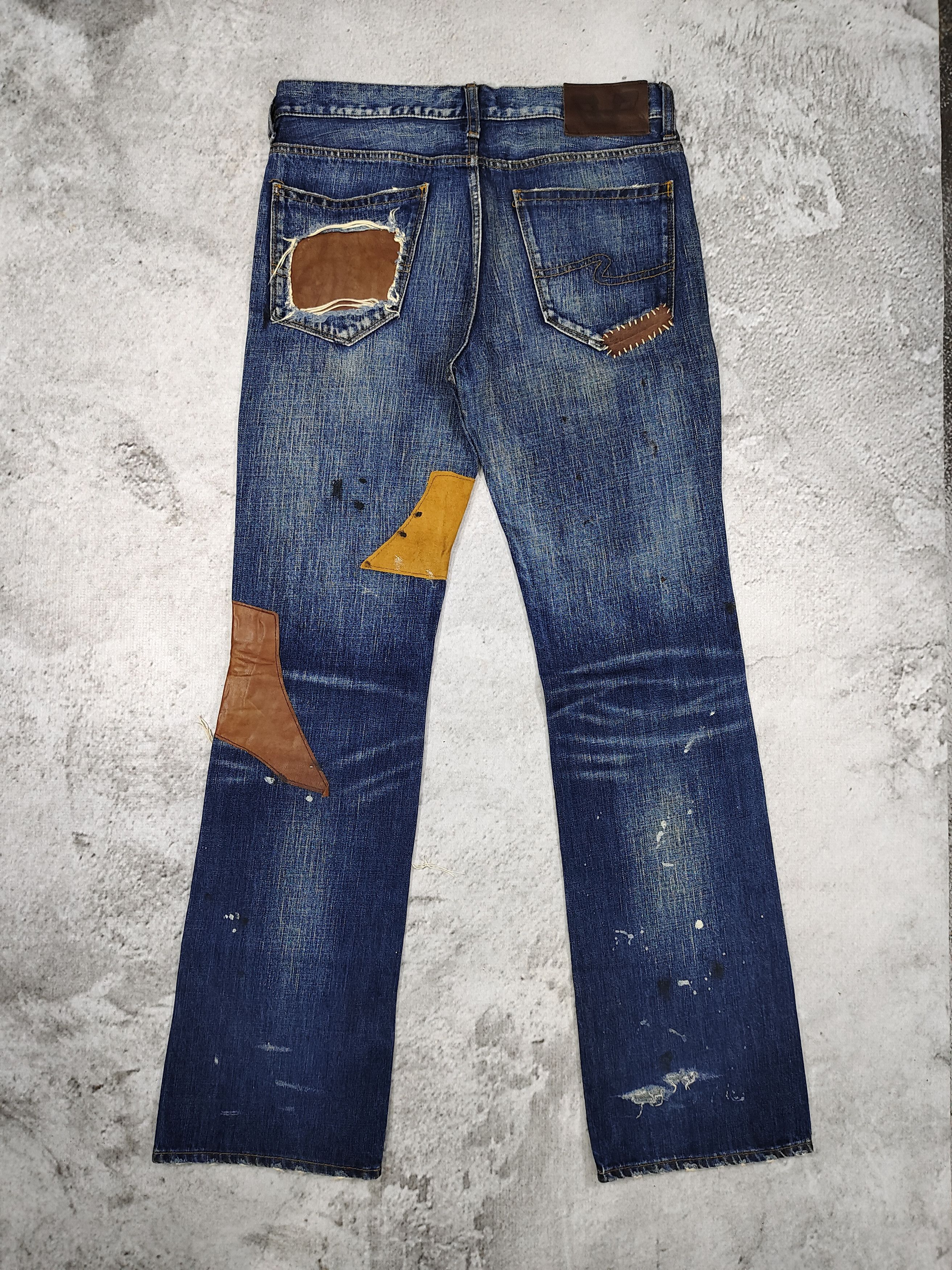 If Six Was Nine Bonds&Peace🇯🇵 Grunge Punk Rock Distressed Patchwork Jeans Size US 31 - 8 Thumbnail
