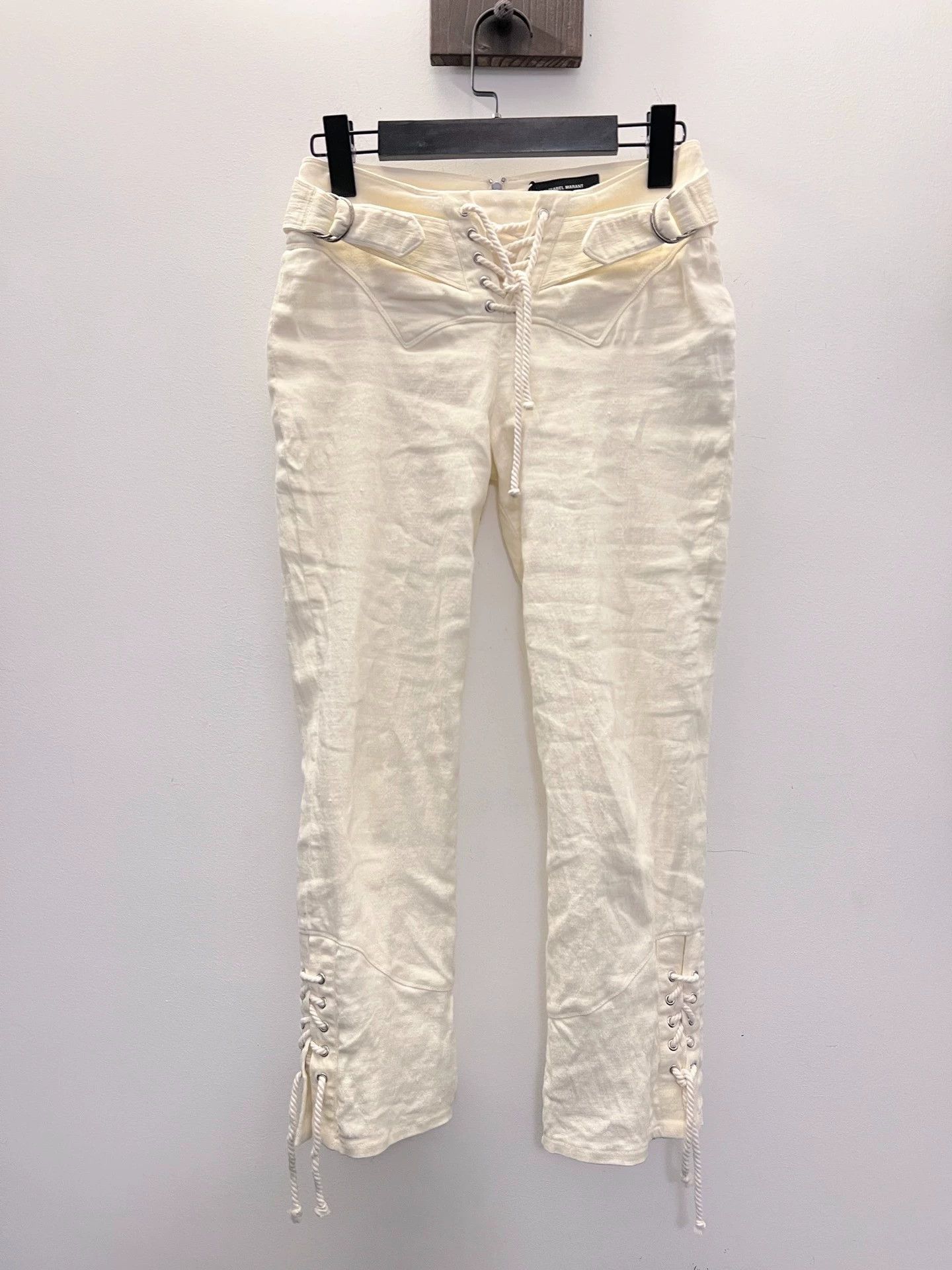 Vintage French Vintage Stretch Low-Rise Cross-Tie 7/8 Pants 34 Size 24" / US 00 / IT 34 - 7 Thumbnail