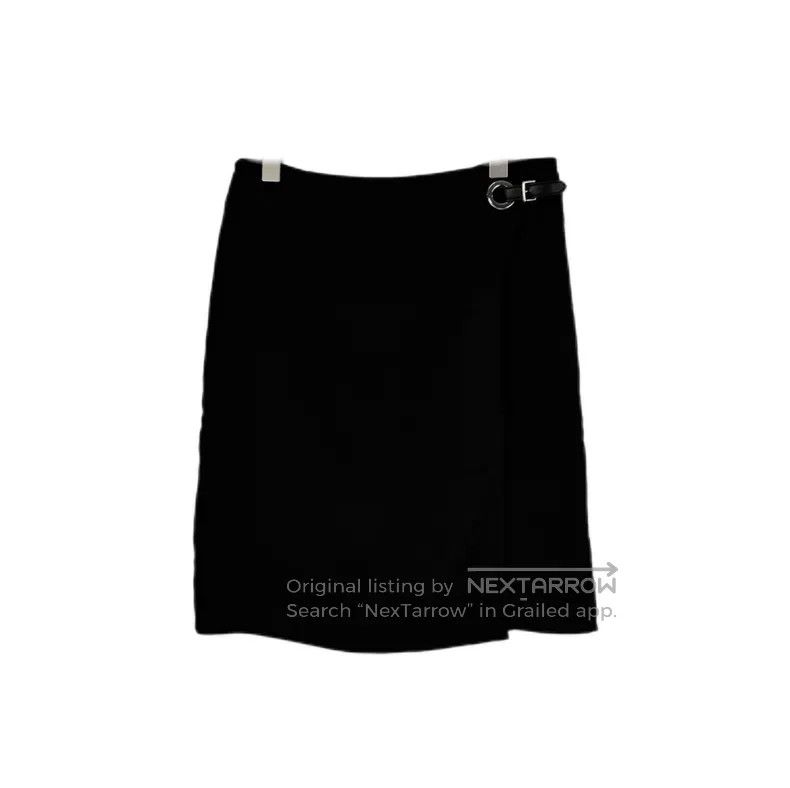 Hermes Hermes Black Semi-Silk Leather Buckle Metal Ring Skirt Size 25" / US 0 / IT 36 - 1 Thumbnail