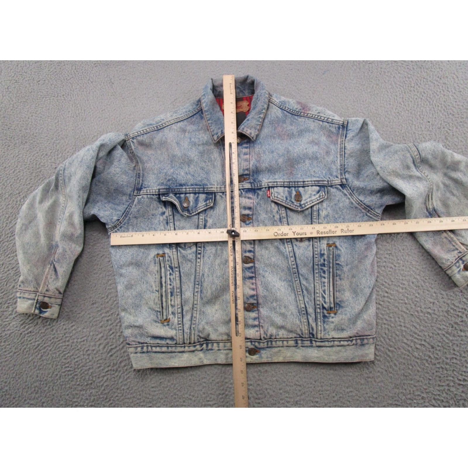 Levi's VINTAGE Levi's Trucker Jacket Men's Blue Buffalo Plaid Lined Denim USA 70417 Size US 33 - 5 Thumbnail