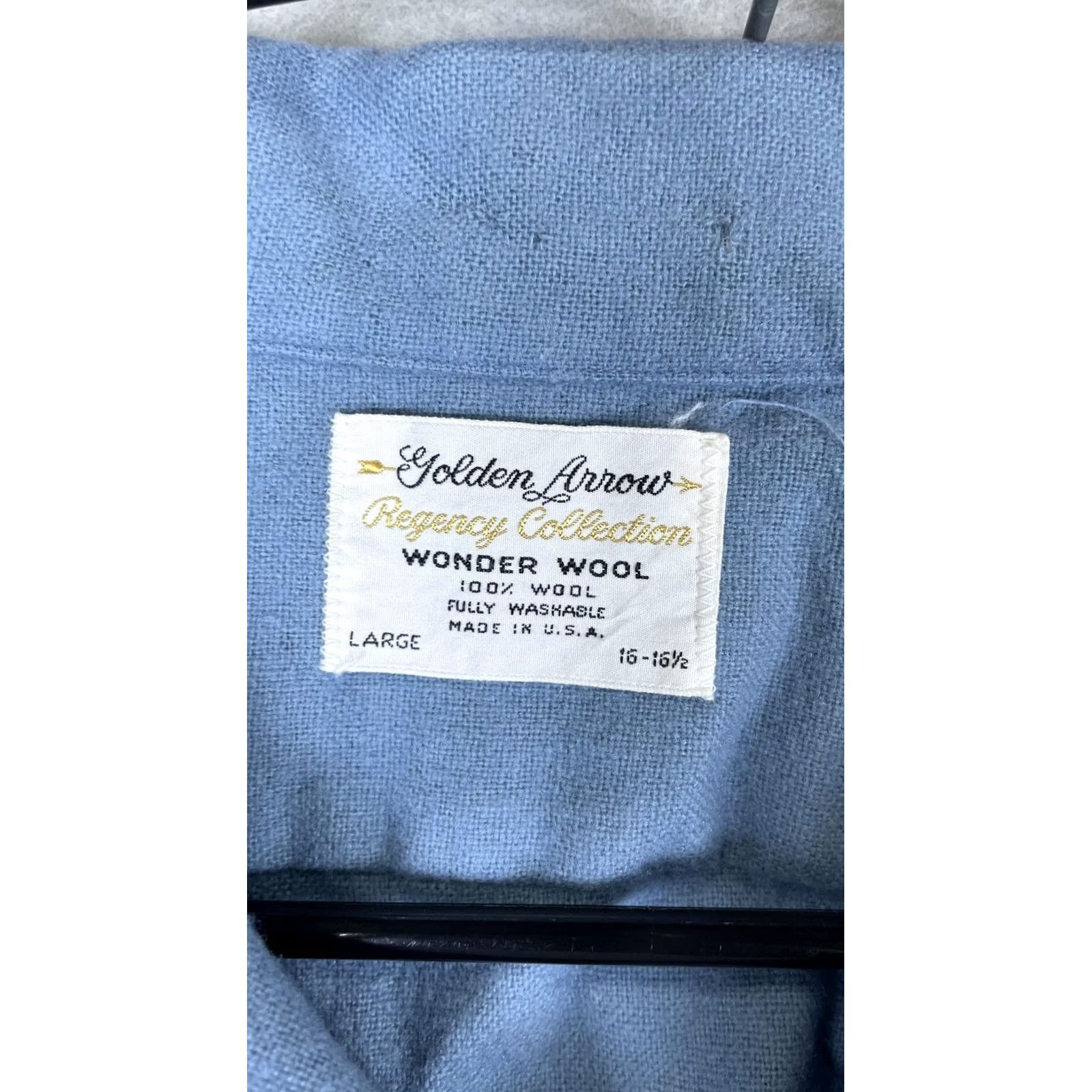 Arrow VINTAGE Golden Arrow Shirt Mens L Blue Wool Long Sleeve Button Front Casual Size US L / EU 52-54 / 3 - 2 Thumbnail