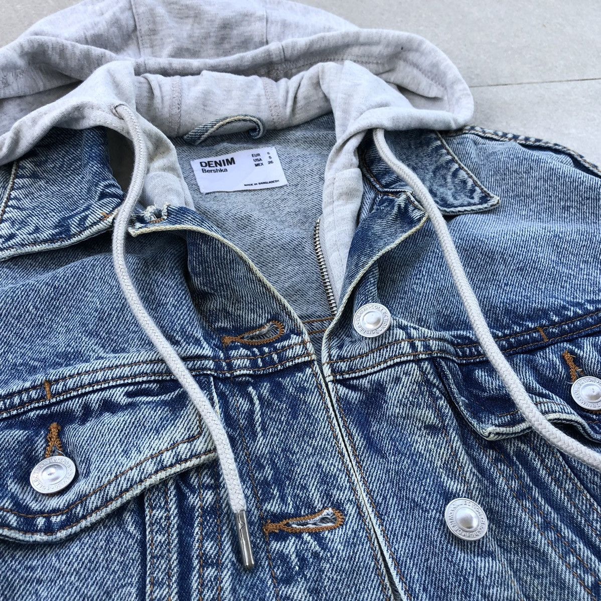 Bershka Bershka Denim Distressed Hoodie Jacket Size US S / EU 44-46 / 1 - 7 Thumbnail