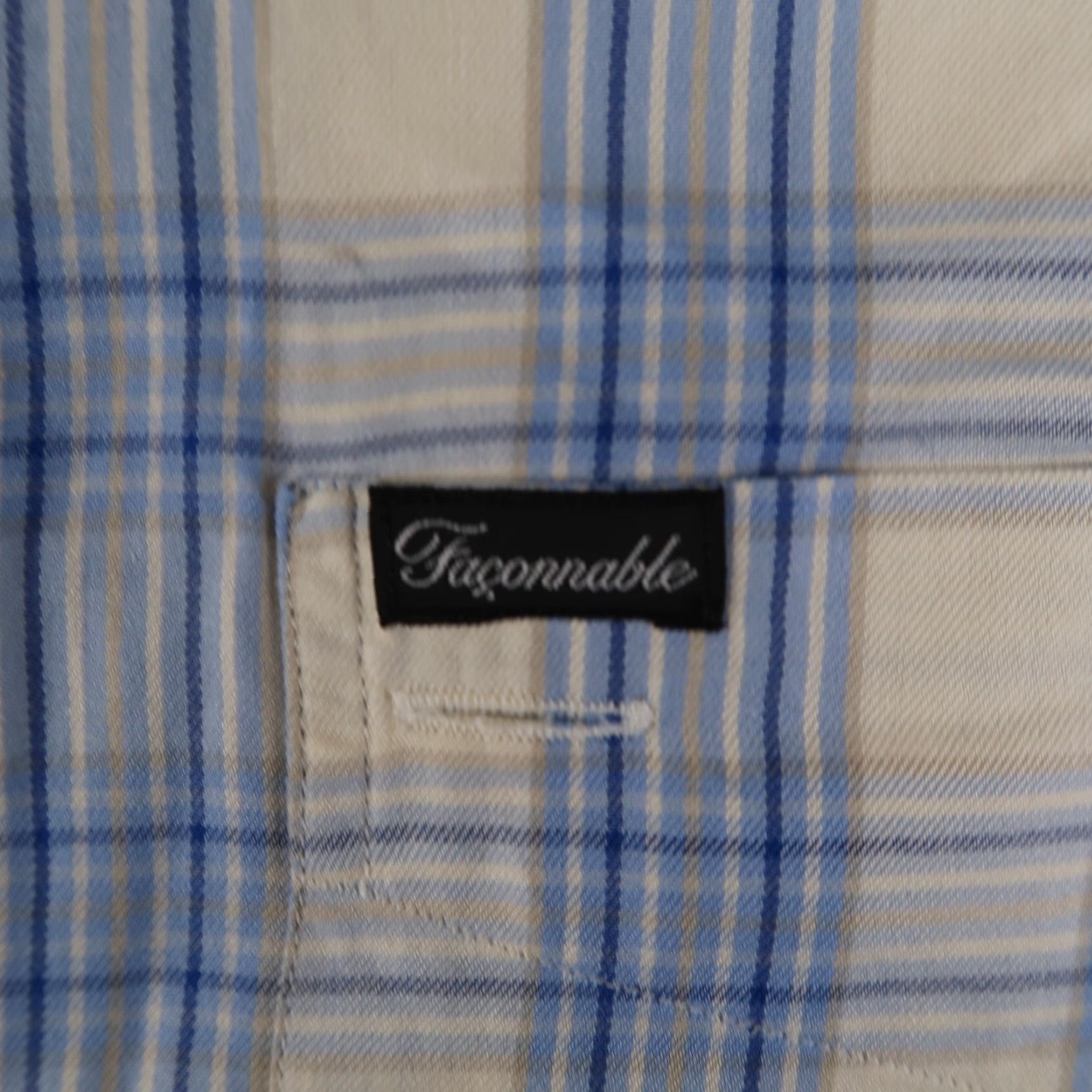 Faconnable Façonnable Men Blue Ivory Plaid Check Long Sleeve Cotton Shirt Sz S Made in USA Size US S / EU 44-46 / 1 - 3 Thumbnail
