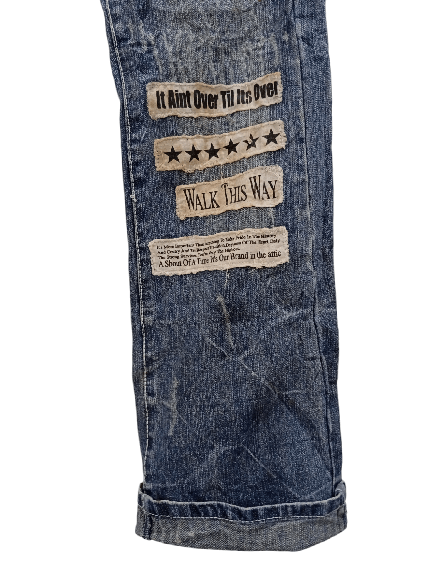 In The Attic × Vintage 🔥🔥In The Attic Patchwork Poem Statement Distressed Jeans Size US 31 - 11 Thumbnail