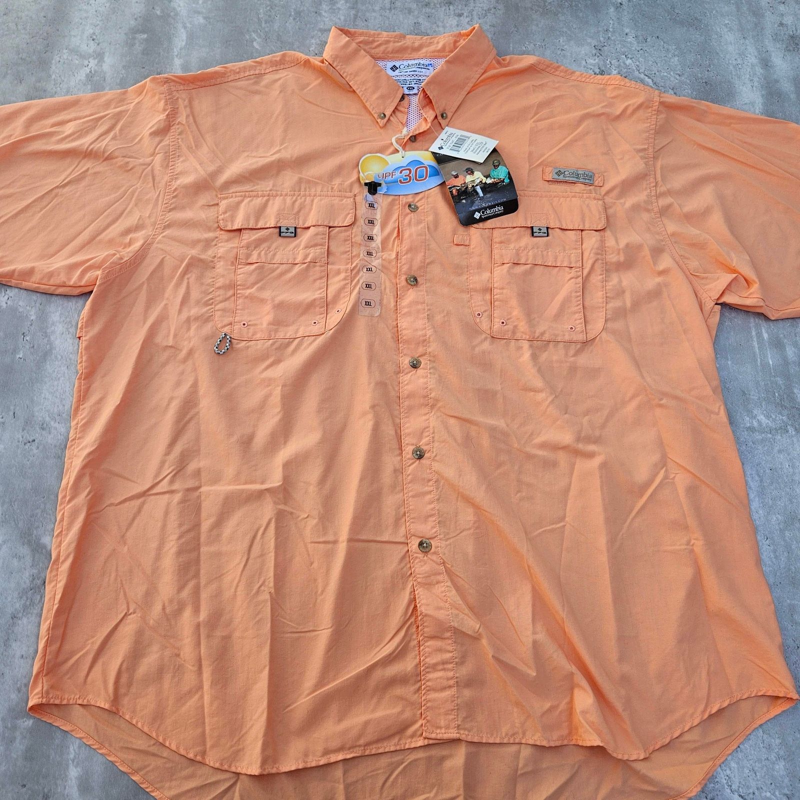 Fruit Of The Loom Columbia PFG Bahama Shirt Orange Vented Fishing Mens XXL Size US L / EU 52-54 / 3 - 1 Thumbnail