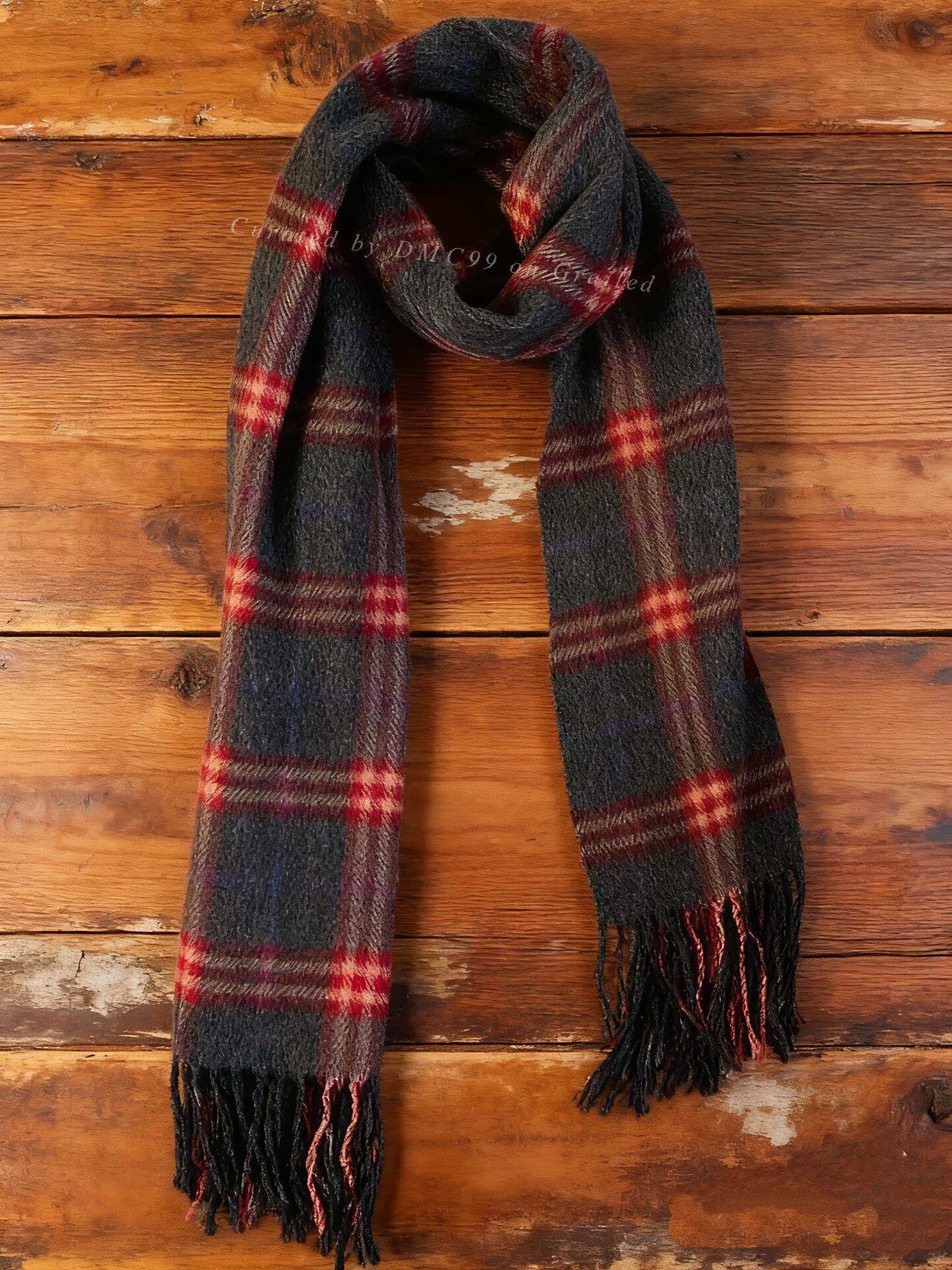 Other Navy Red Check Wool Scottish Scarf Size ONE SIZE - 1 Thumbnail