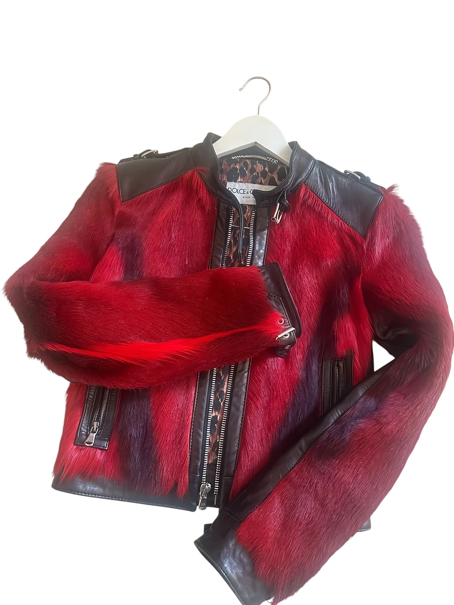 Dolce & Gabbana F/W 2001 GOAT FUR LEATHER BIKER JACKET Size S / US 4 / IT 40 - 2 Thumbnail