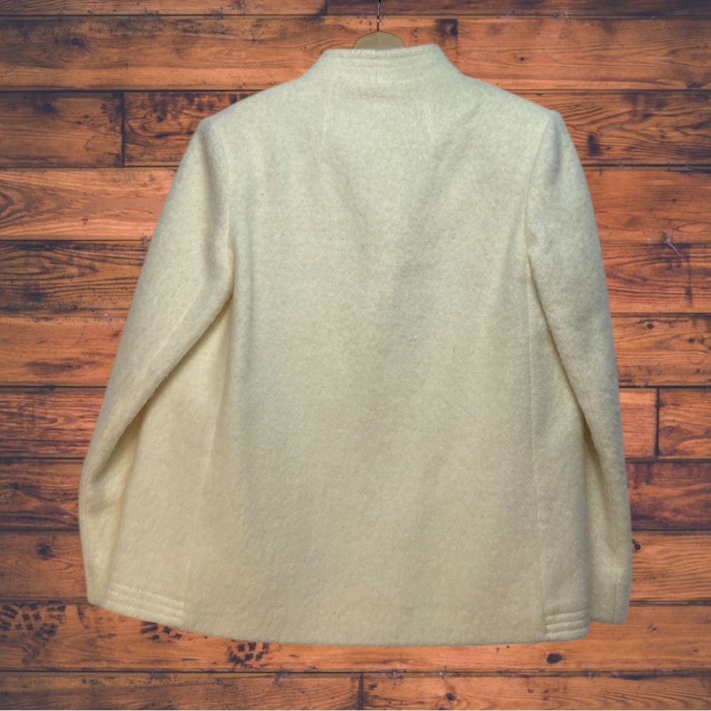 Vintage Vtg Cream Wool Blend Open Front Coat XL Size XL / US 12-14 / IT 48-50 - 2 Thumbnail
