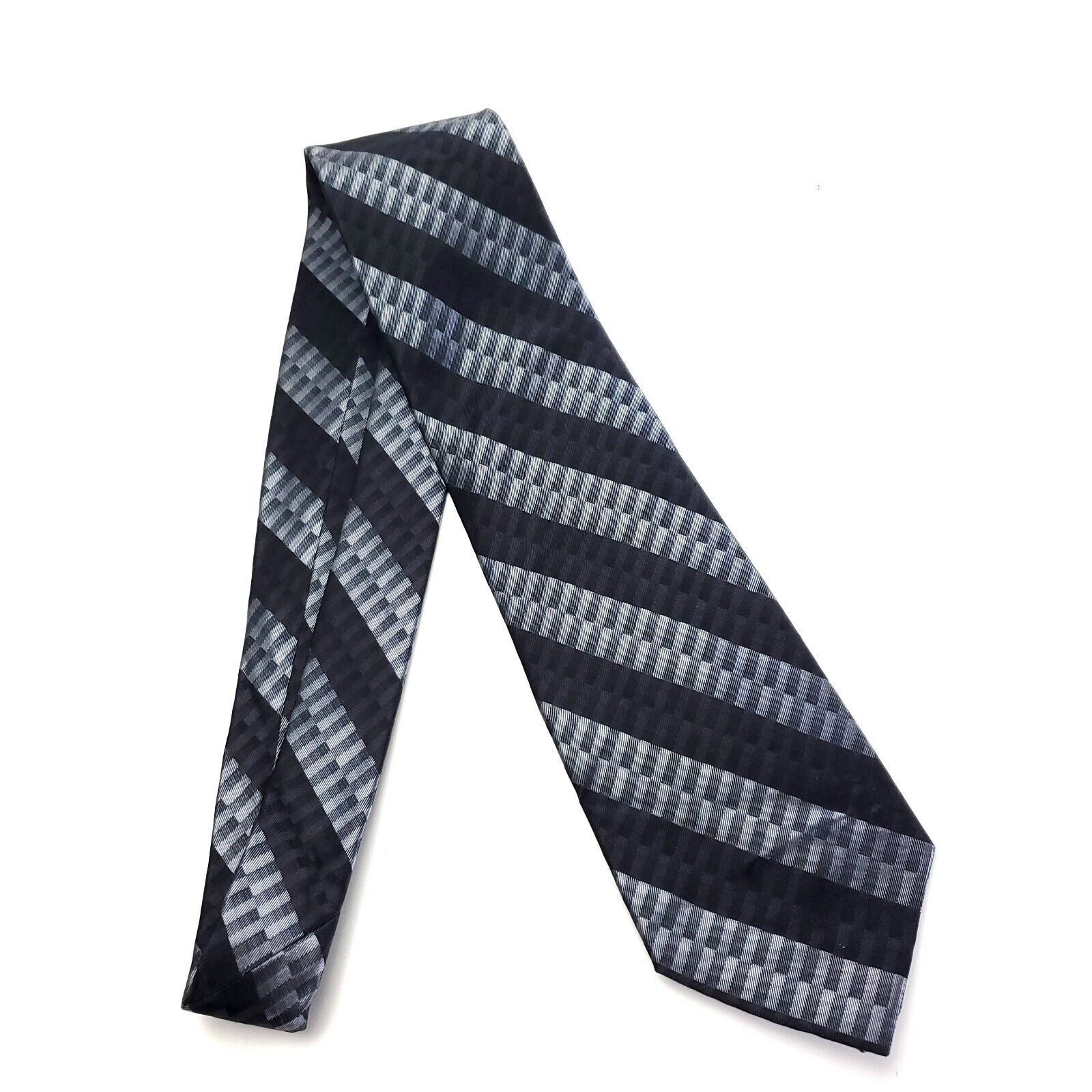 Croft & Barrow Croft & Barrow Black Gray Striped Geometric Silk Tie Size ONE SIZE - 6 Thumbnail
