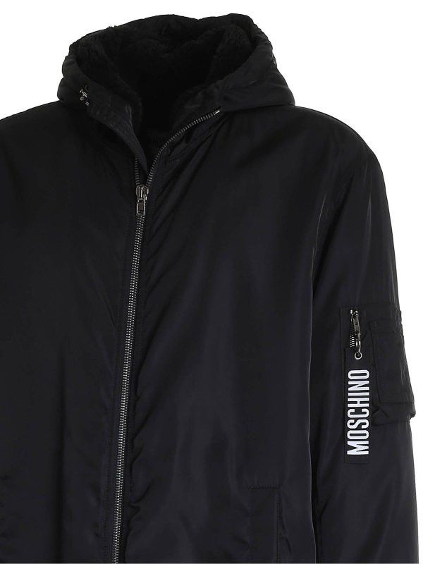 Moschino o1y0225 Logo Hooded Jacket in Black Size US L / EU 52-54 / 3 - 3 Thumbnail