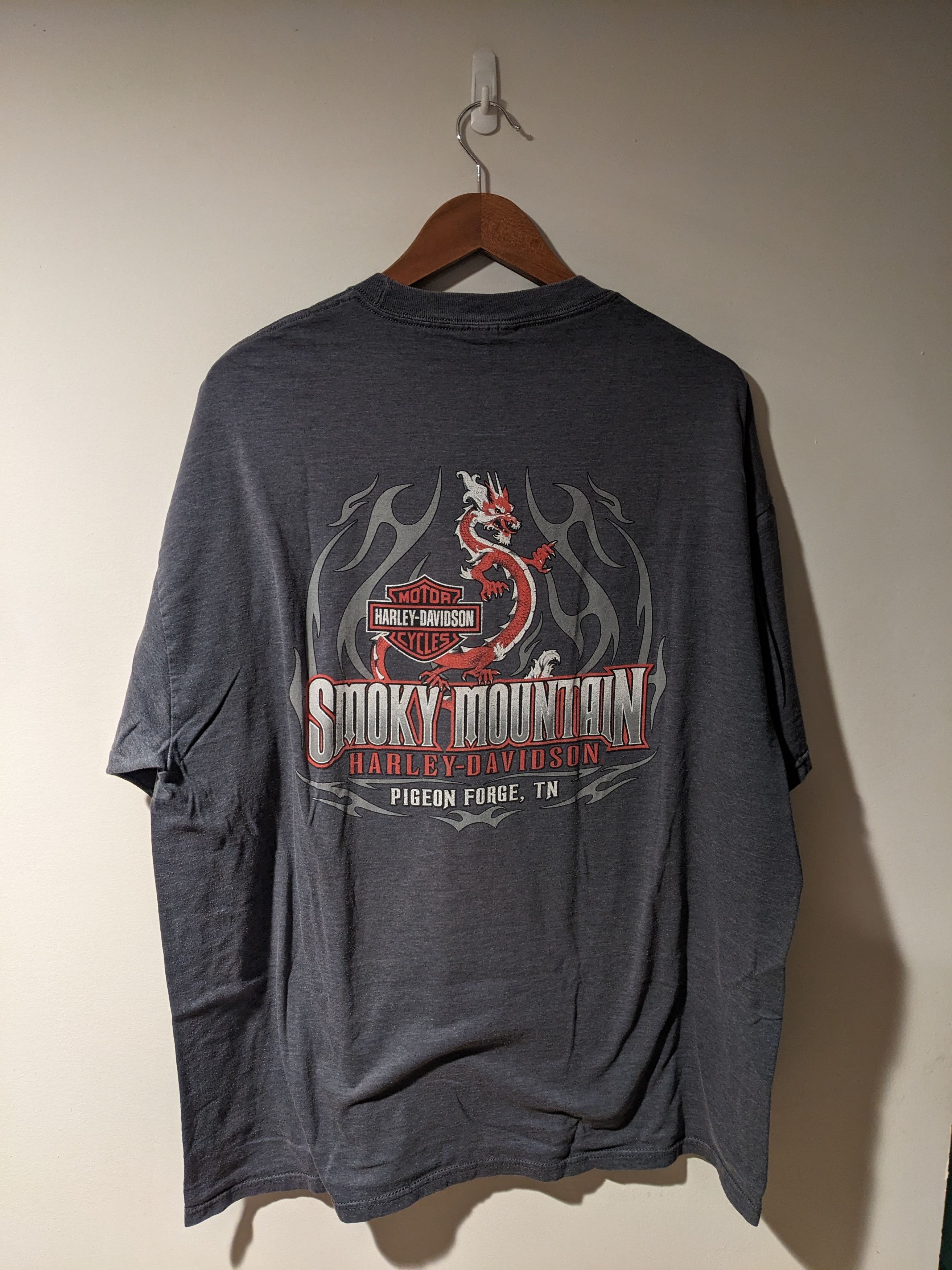 Harley Davidson × Vintage Vintage 2011 Harley Davidson Motorcycle Dragon Smoky T-Shirt Size US XXL / EU 58 / 5 - 6 Thumbnail