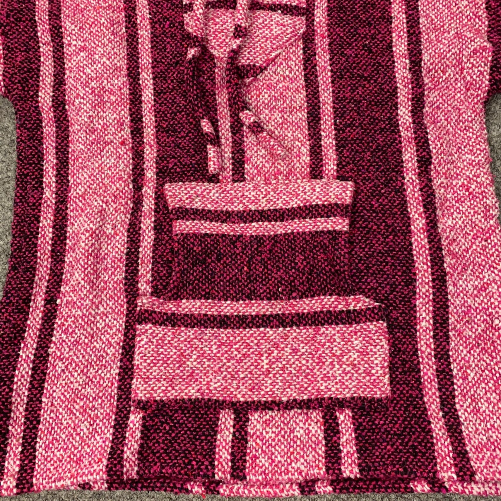 Pinko VINTAGE Artesanias Cuamatzi Hoodie Mens Small Pink Striped Poncho Mexico Drug Rug Size US S / EU 44-46 / 1 - 2 Thumbnail
