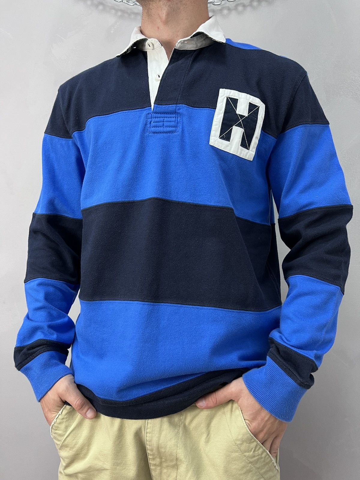 Tommy Hilfiger × Vintage Vintage TOMMY HILFIGER Rugby Striped Sweatshirt M494 Size US M / EU 48-50 / 2 - 4 Thumbnail