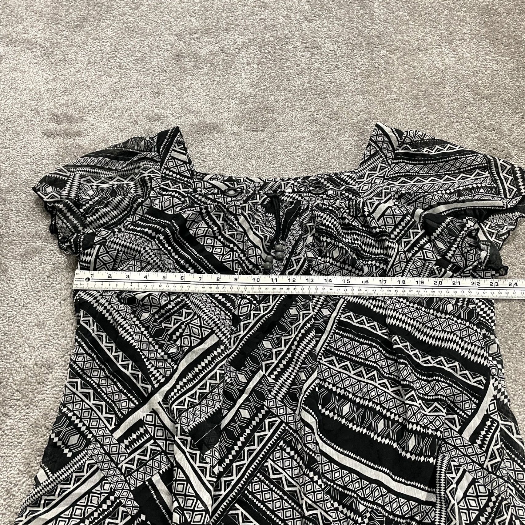 Vintage Unbranded Tunic Blouse Womens XL Black white Geometric Square Neck Casual Top Size XL / US 12-14 / IT 48-50 - 6 Thumbnail