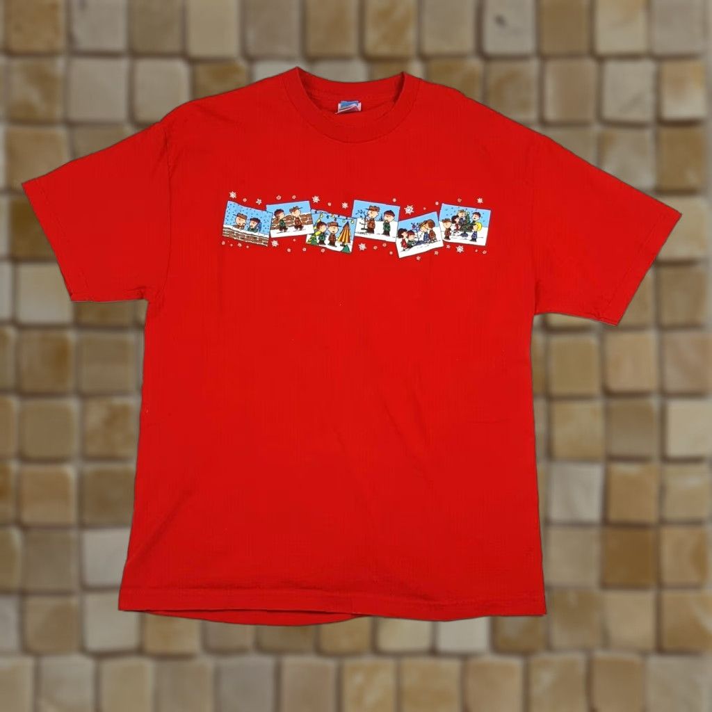 Peanuts VTG Peanuts Christmas Men's Size XL Snoopy Charlie Brown Comic Cartoon T Shirt Red Size US XL / EU 56 / 4 - 1 Thumbnail