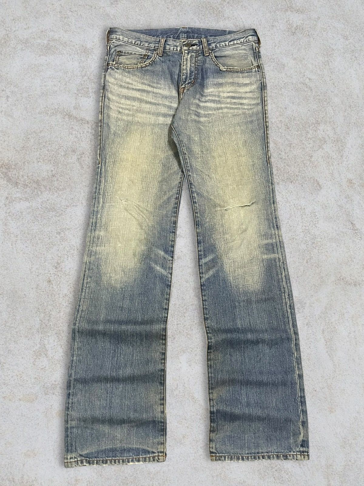 ABAHOUSE Japanese Denim Abahouse High Waist Blue Wash Ripped Jeans Size 32" / US 10 / IT 46 - 5 Thumbnail