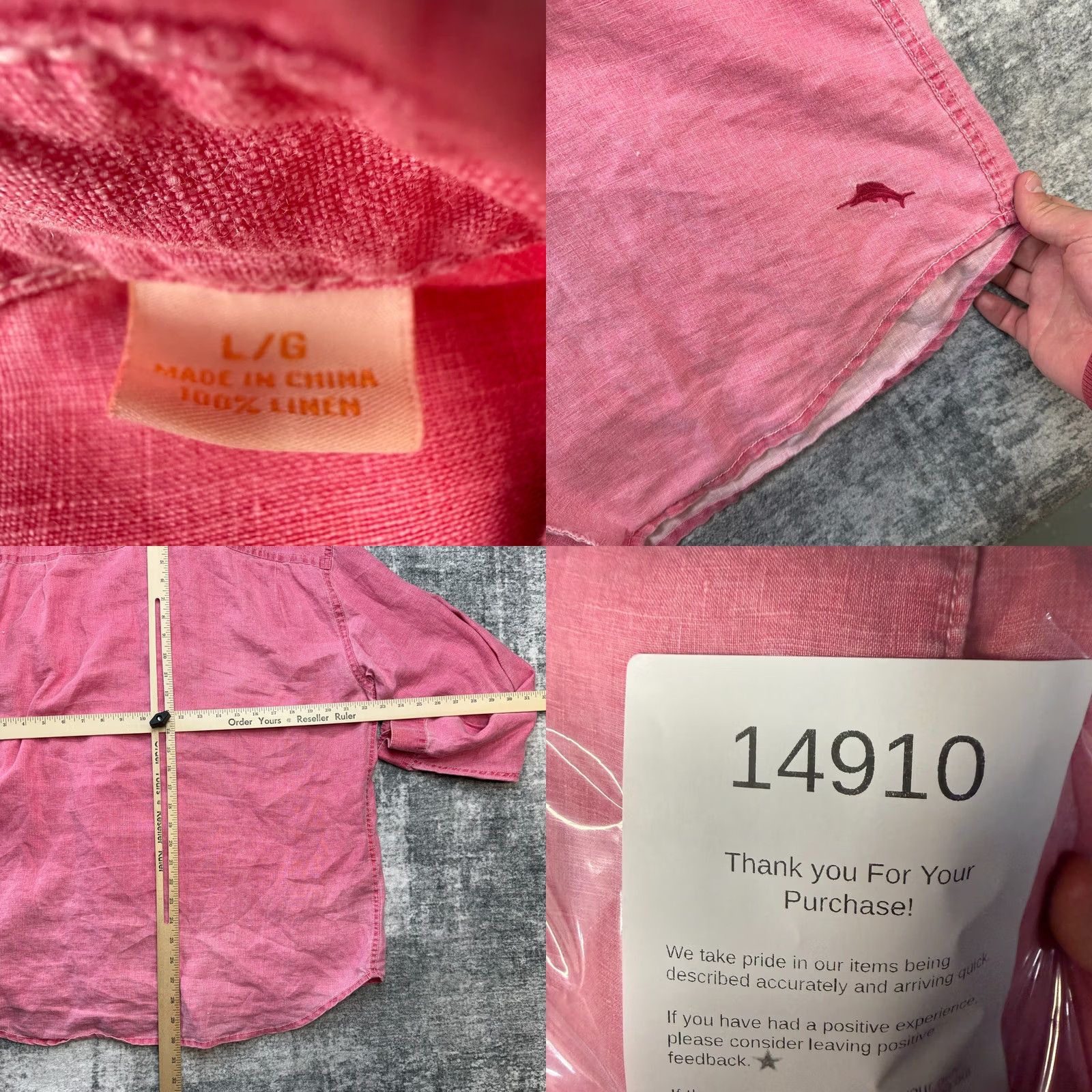 Tommy Bahama Tommy Bahama Shirt Men Large Berry Pink Red Linen Button Up Relaxed Beach Resort Shirt Size US L / EU 52-54 / 3 - 8 Thumbnail