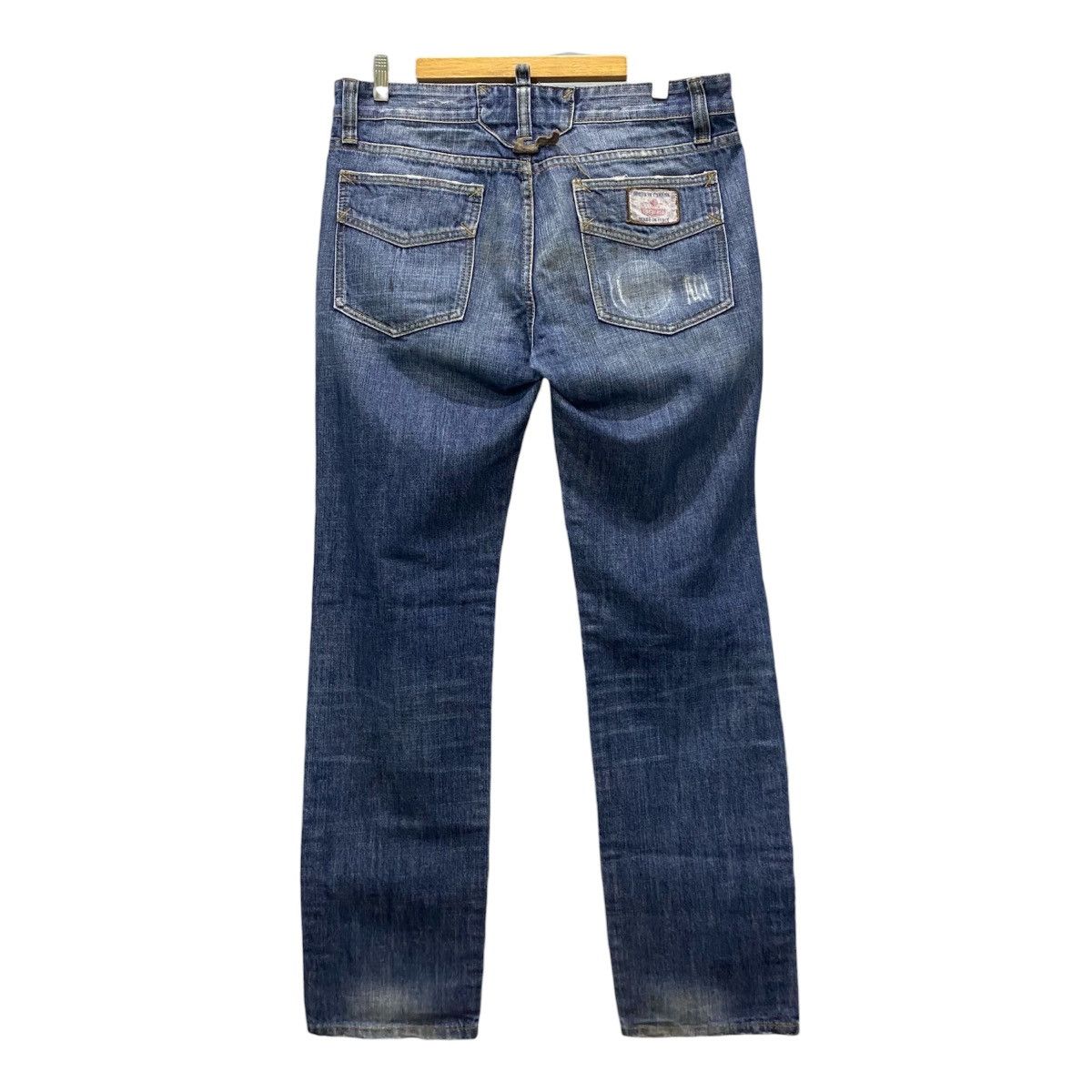 Dsquared2 Dsquared2 Blue Wash Distressed Button-Fly Straight Jeans Size US 32 / EU 48 - 2 Thumbnail
