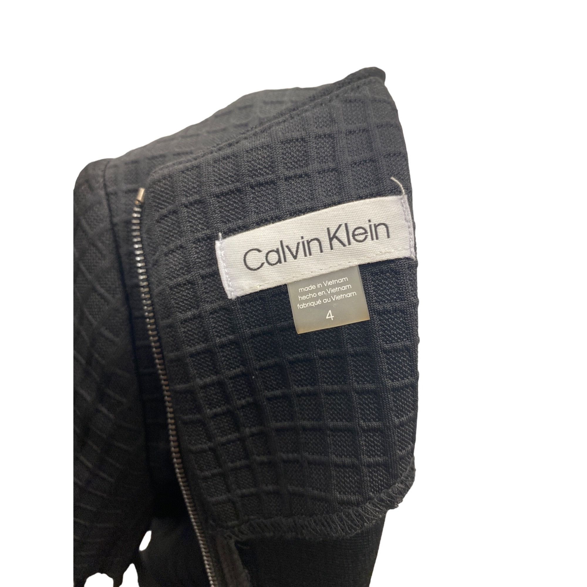 Calvin Klein Calvin Klein SKU 498 Black Textured Short Sleeve Sheath Dres Size S / US 4 / IT 40 - 7 Thumbnail