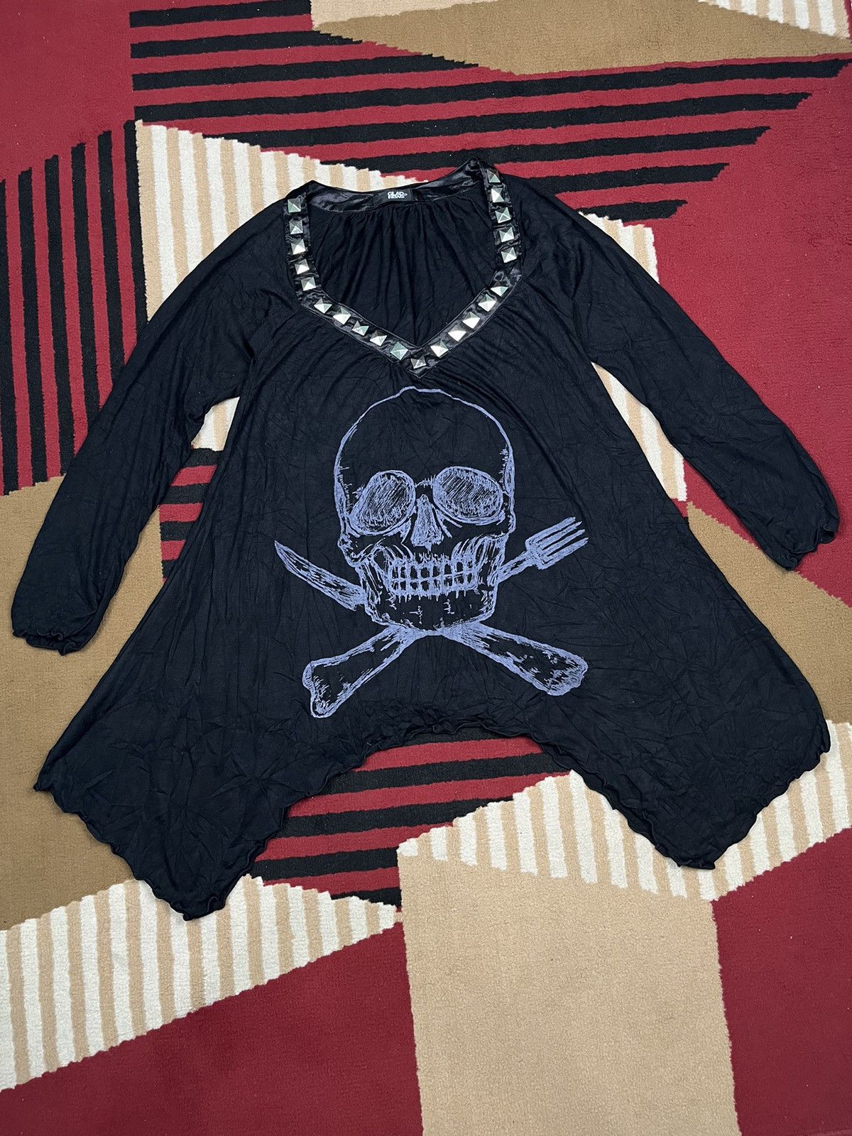 Japanese Brand Glad News Y2K Skull longsleeve Size M / US 6-8 / IT 42-44 - 1 Thumbnail
