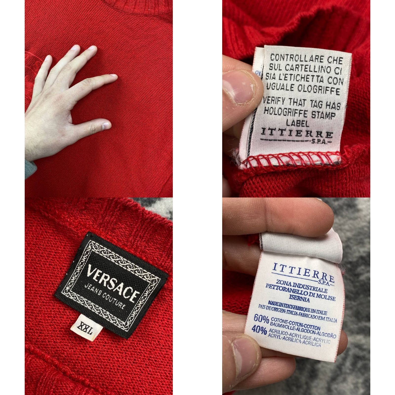 Versace VINTAGE Versace Jeans Couture Medusa Knit Sweater Men XL Red 90s Logo Pullover Knit Wool Sweater Mens Size US XL / EU 56 / 4 - 8 Thumbnail