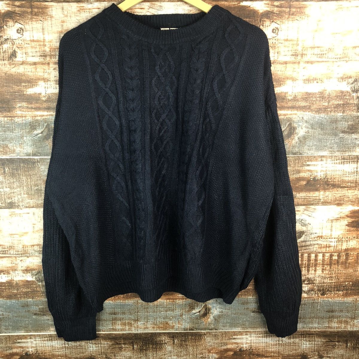 GU × Homespun Knitwear × Japanese Brand GU japan Dark Blue cable Knitwear #A1903 Size L / US 10 / IT 46 - 3 Thumbnail