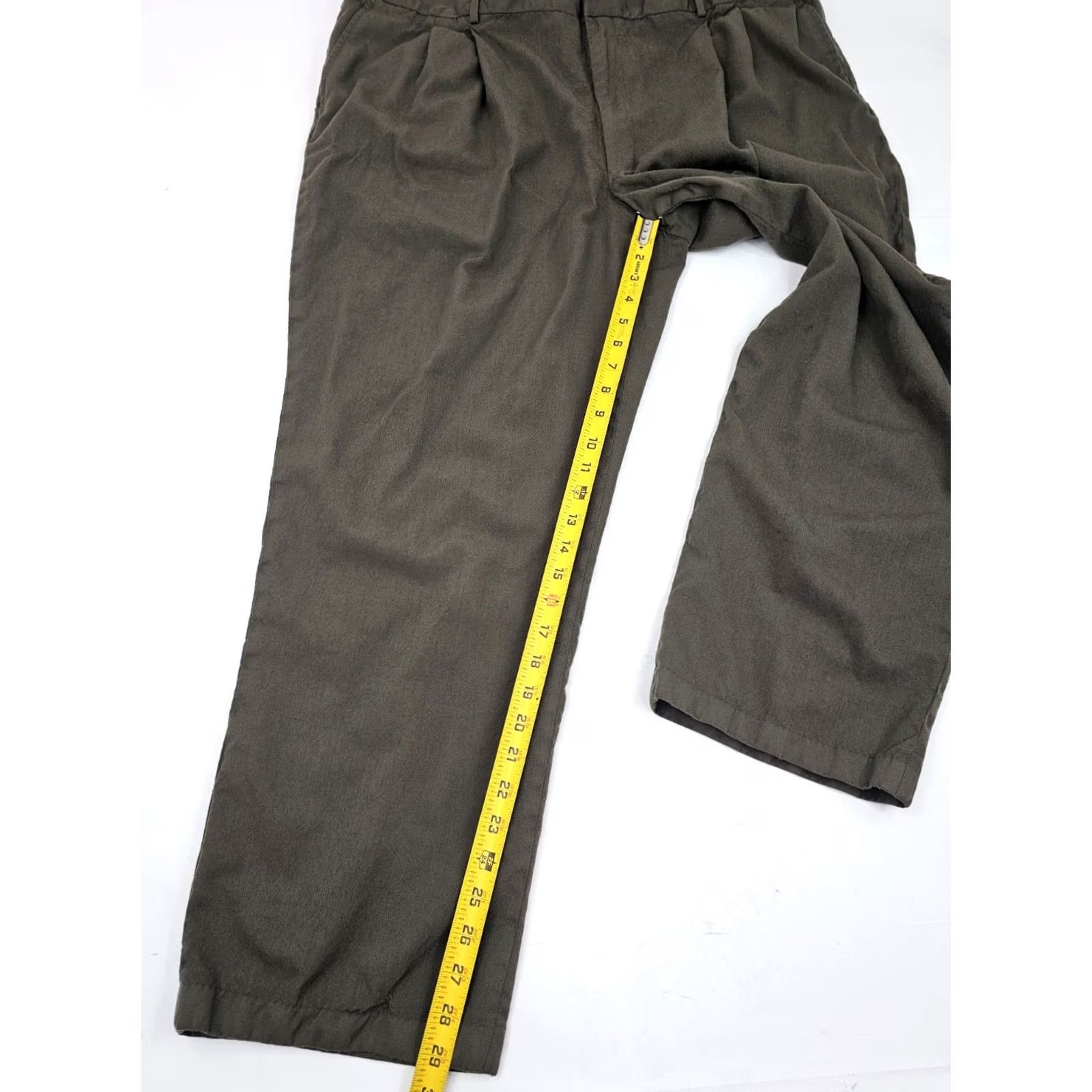 Eddie Bauer Vtg Eddie Bauer Worsted Wool Pleated Pants Men 44 x 29 Olive Green City Preppy USA Straight Mens Size US 44 / EU 60 - 6 Thumbnail