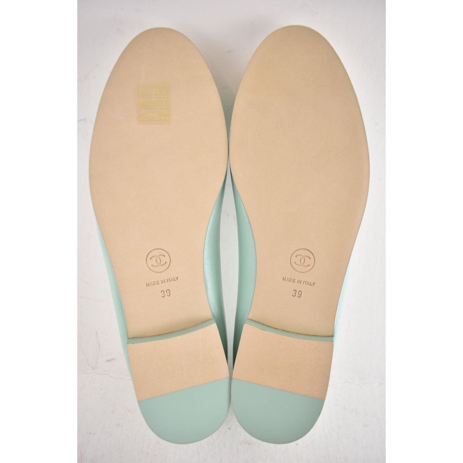 Chanel Chanel Light Green White Lambskin CC Ballet Flat 39 Size US 9 / IT 39 - 22 Thumbnail