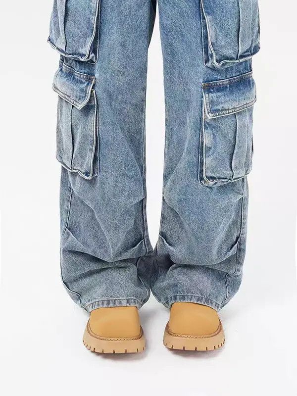 Japanese Brand Kouda Vintage Street Multi-Pocket Washed Loose Work Jeans Size US 34 / EU 50 - 7 Thumbnail
